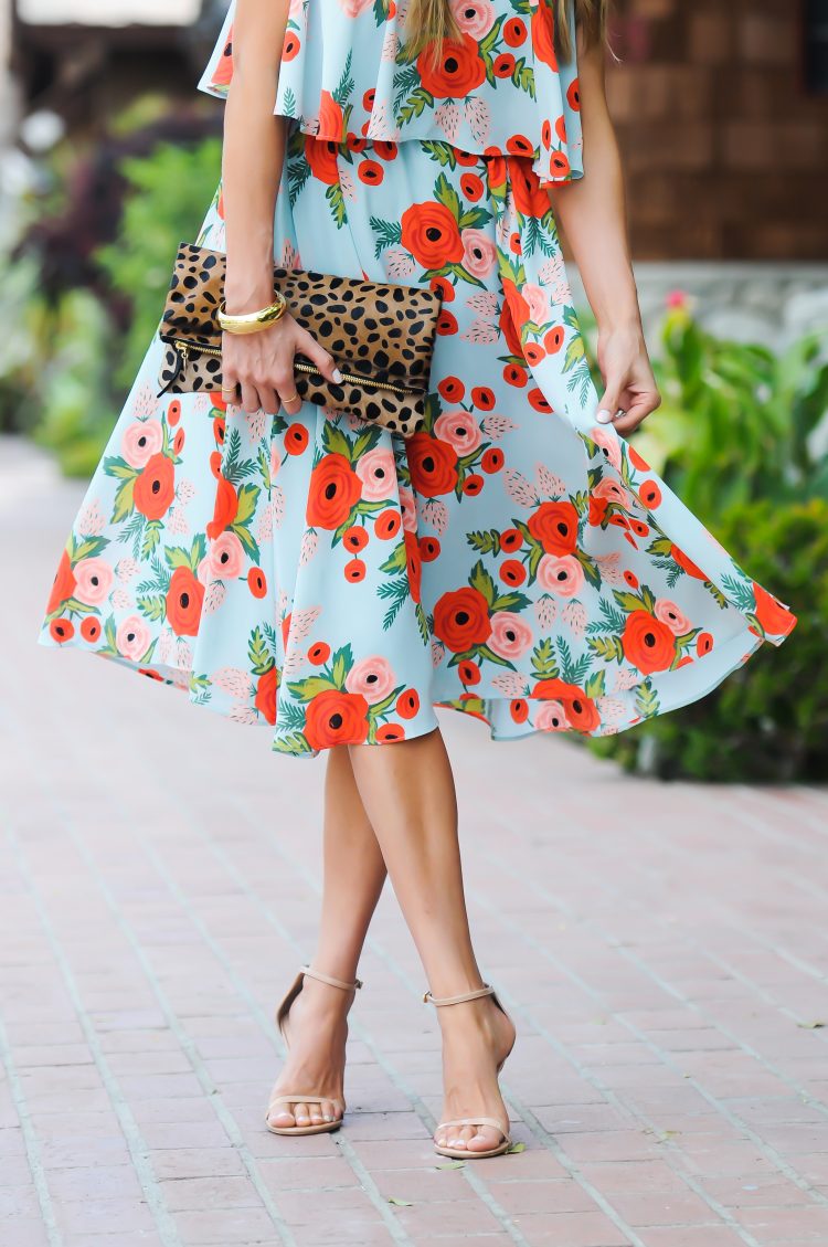 Floral Dress + Leopard Clutch | Sapphire Diaries