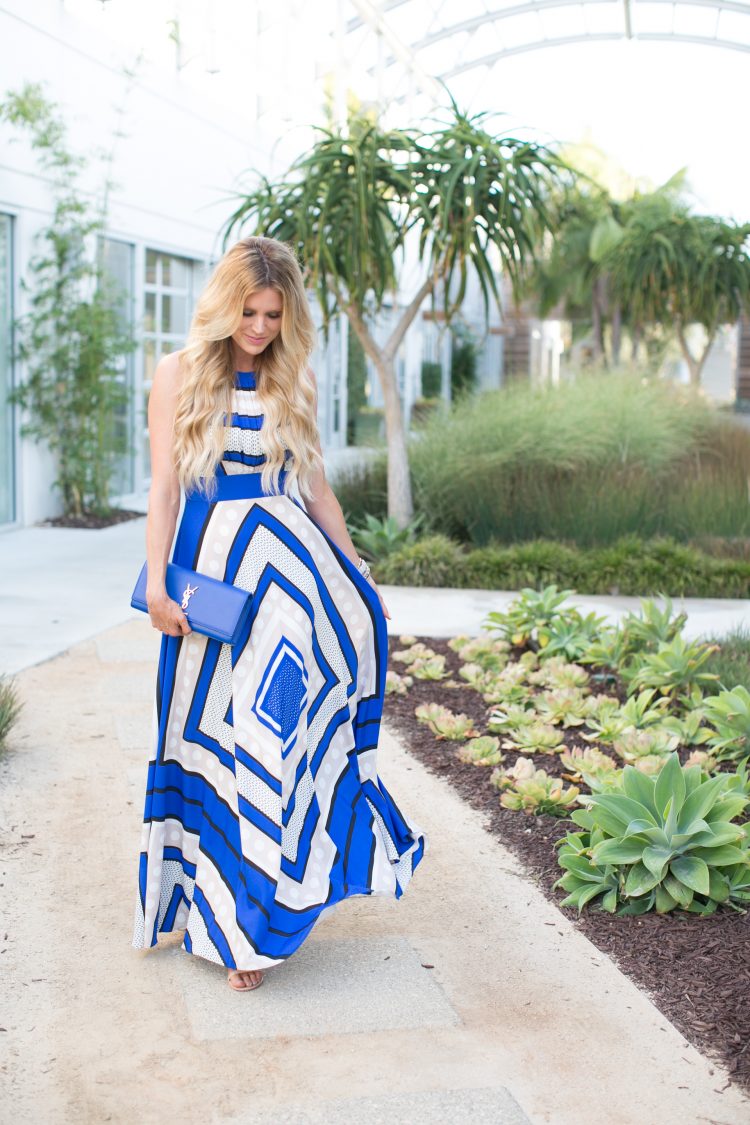 Eliza J Scarf Print Maxi Dress Blue | Sapphire Diaries