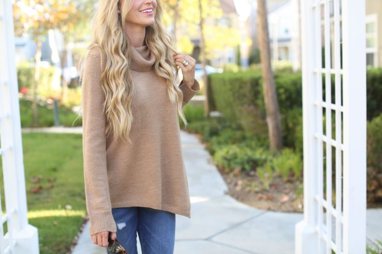 Camel Cowl Neck Sweater | Sapphire Diaries