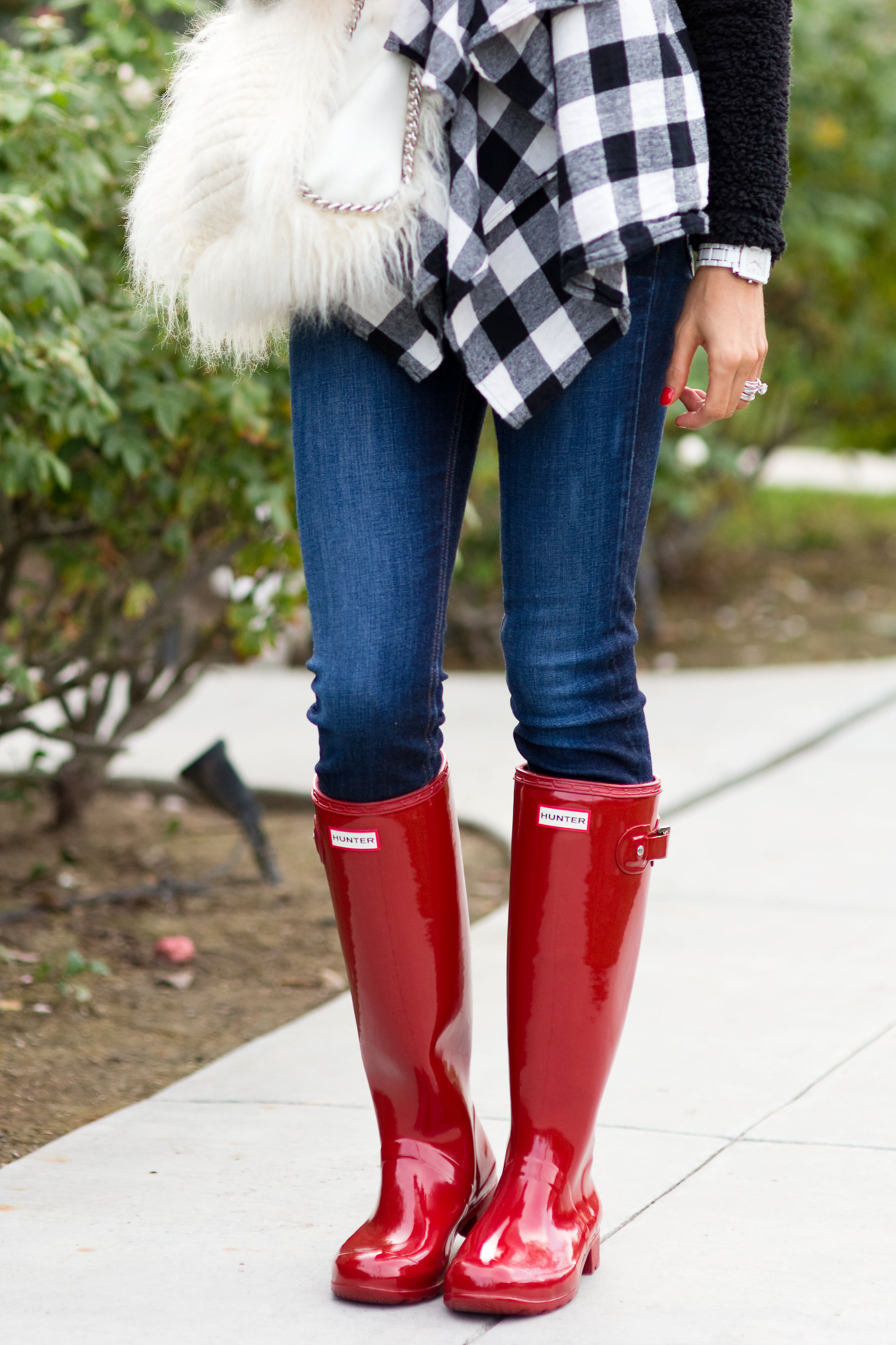 gloss red hunter boots
