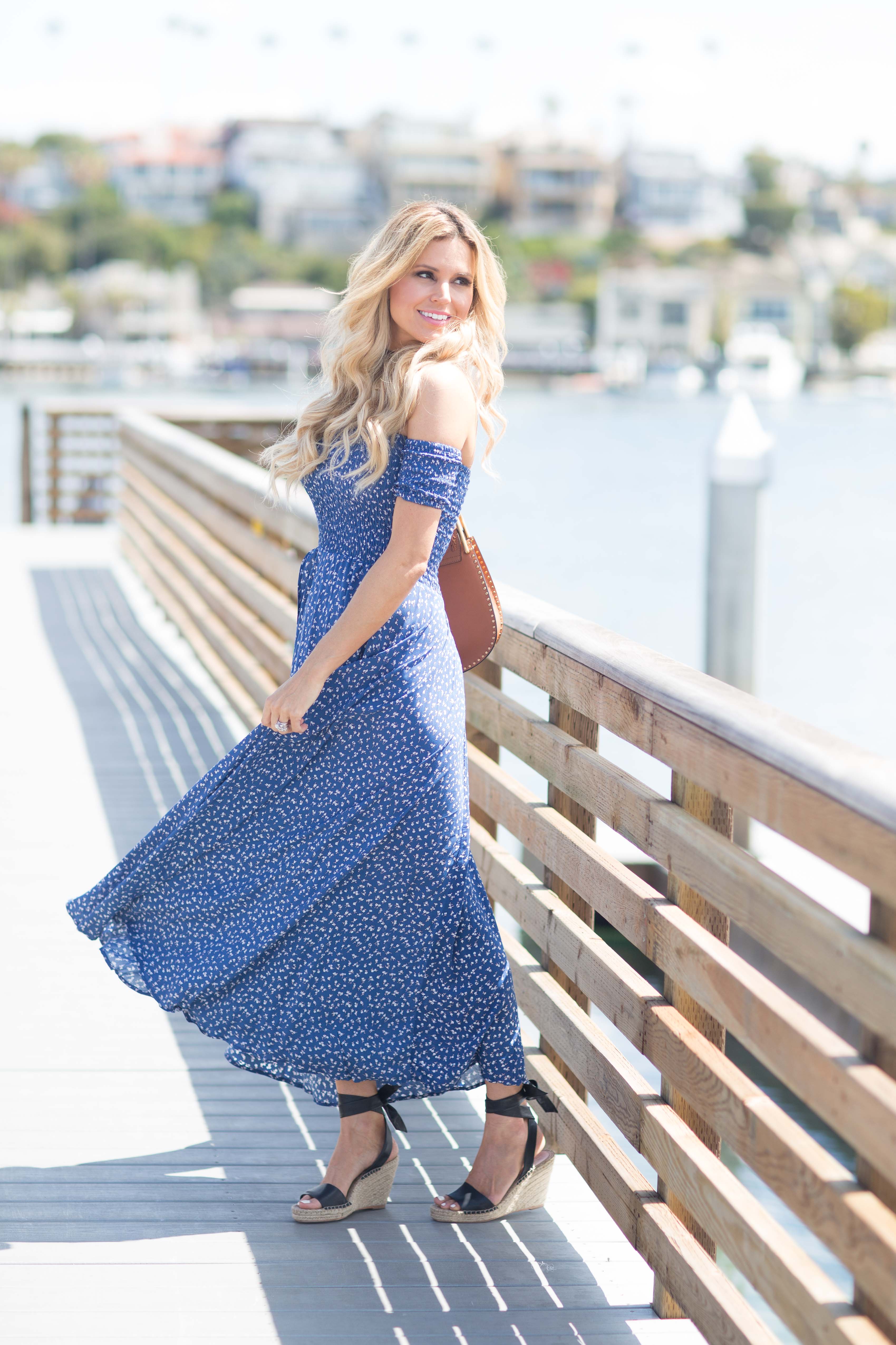 Auguste Blue Boheme Goddess Maxi Dress