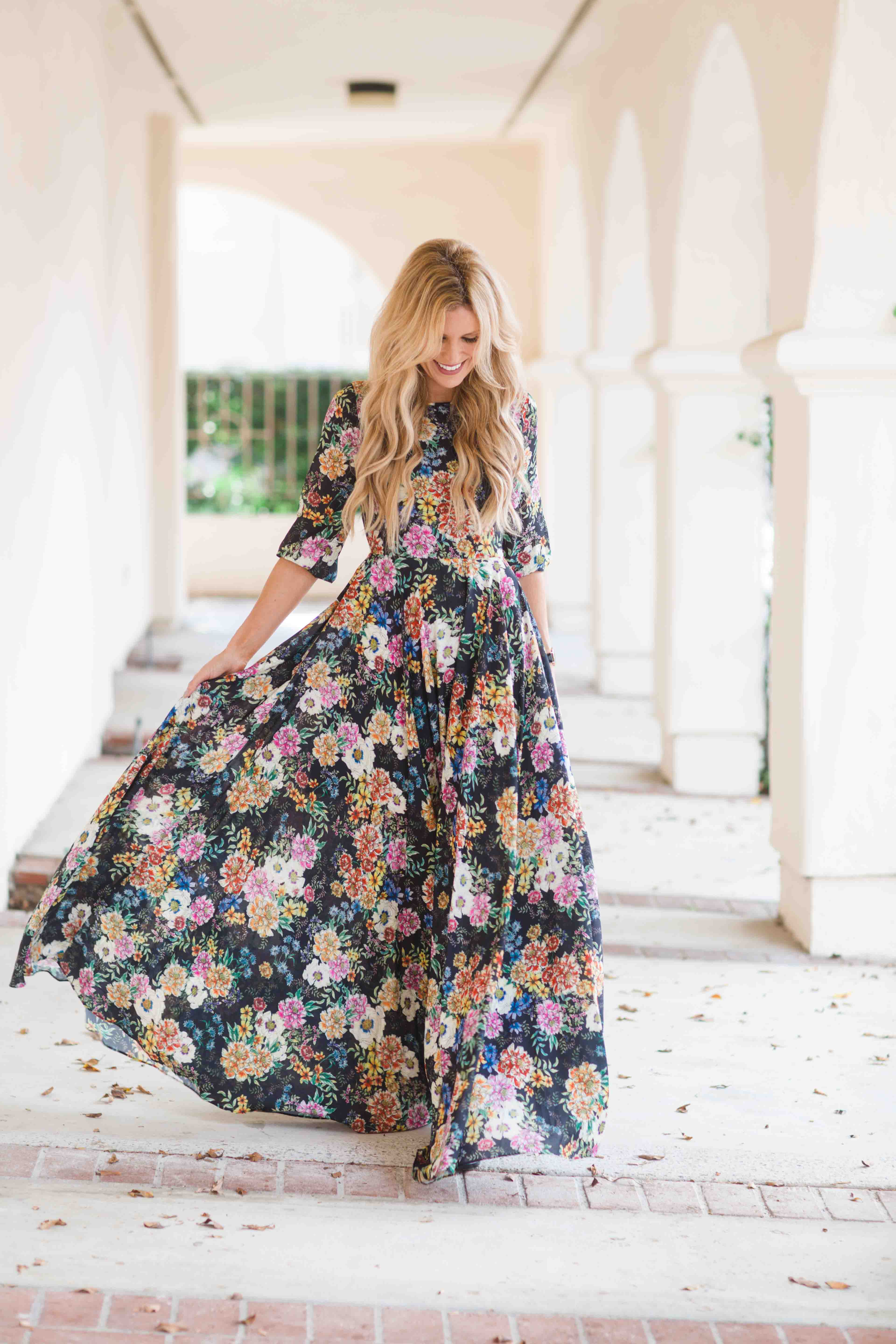 floral maxi dress fall