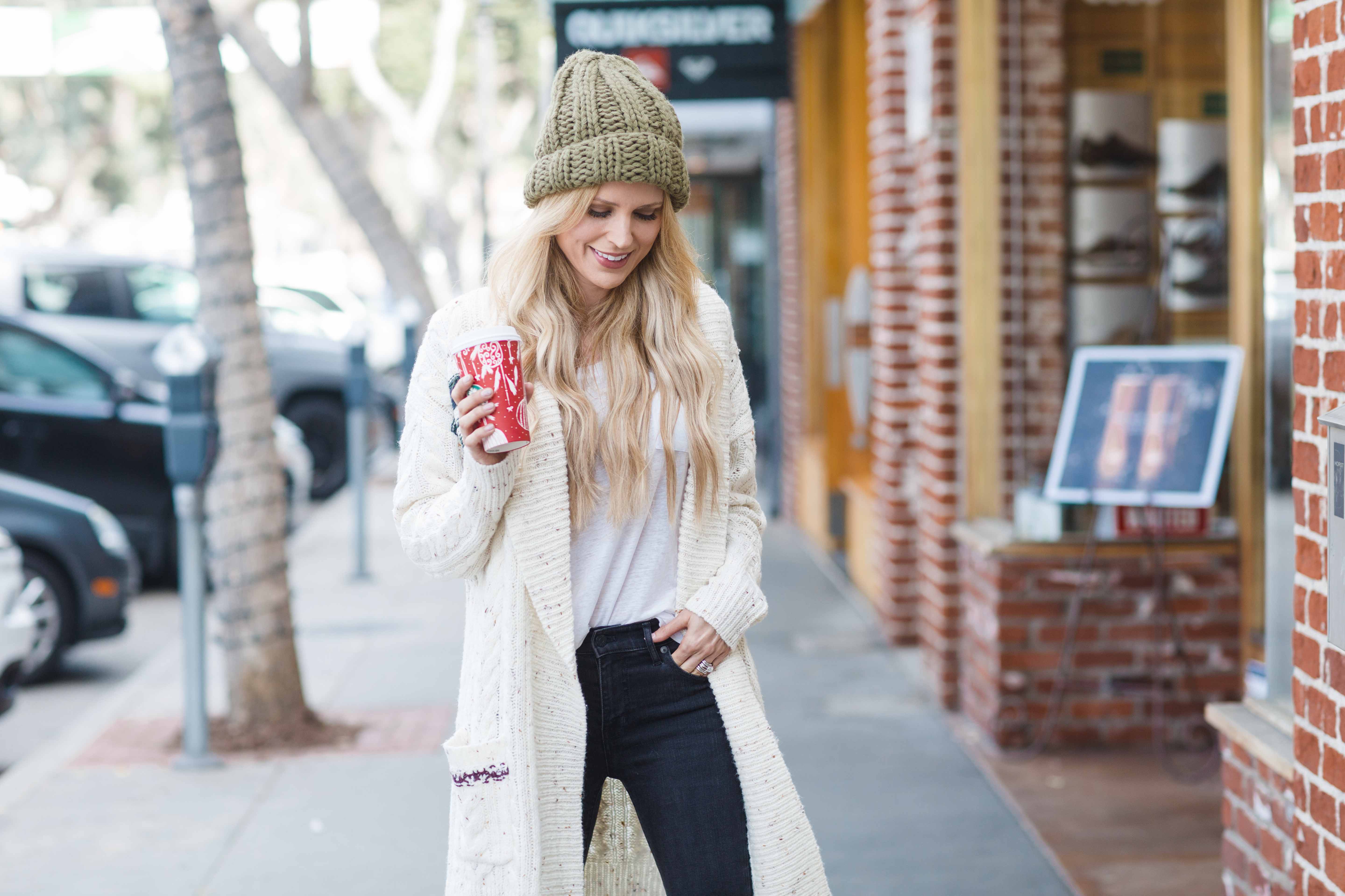 BP cardigan Free People chunky beanie